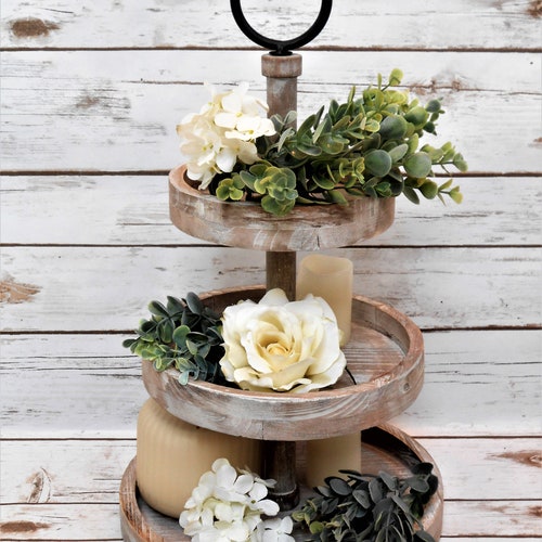 Farmhouse Tiered Tray Bundle / Rustic Kitchen Tray Decor / Etsy