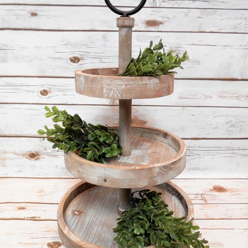 Greenery Arrangementmini Tiered Tray Greeneryfarmhouse Home Etsy