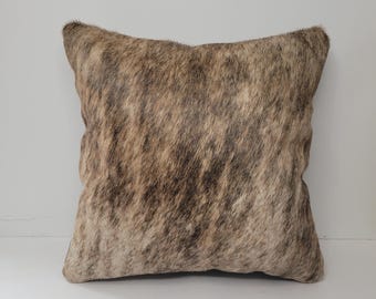 Cowhide Pillow, 16x16 Cowhide Brindle Pillow, Western Home Decor Pillow