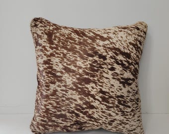 Cowhide Pillows, 16x16 Cowhide Pillows, Reddish Brown Speckled Hide Pillows, Western Home Decor