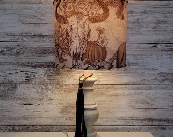 Western Lamp, Cowboy lampshade, Longhorn and Cactus
