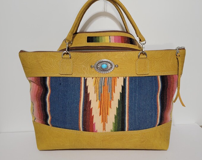 Satchel, Vintage Sarape Leather Shoulder Bag