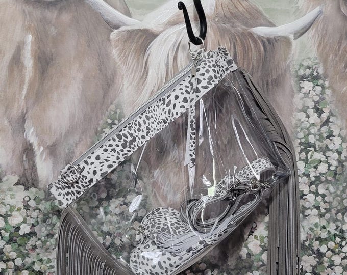 Stadium Bag Clear, Rodeo Collection, Transparent Crossbody Purse, Cheetah Print Leather