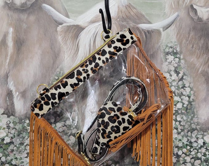 Stadium Bag Clear, Rodeo Collection Crossbody Cheetah Print Cowhide