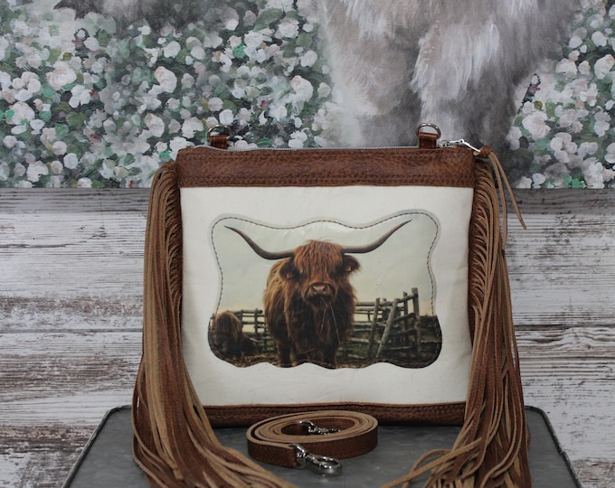 Leather Purse with Highland cow