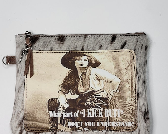 Vintage Cowgirl Makeup bag, Longhorn Hide