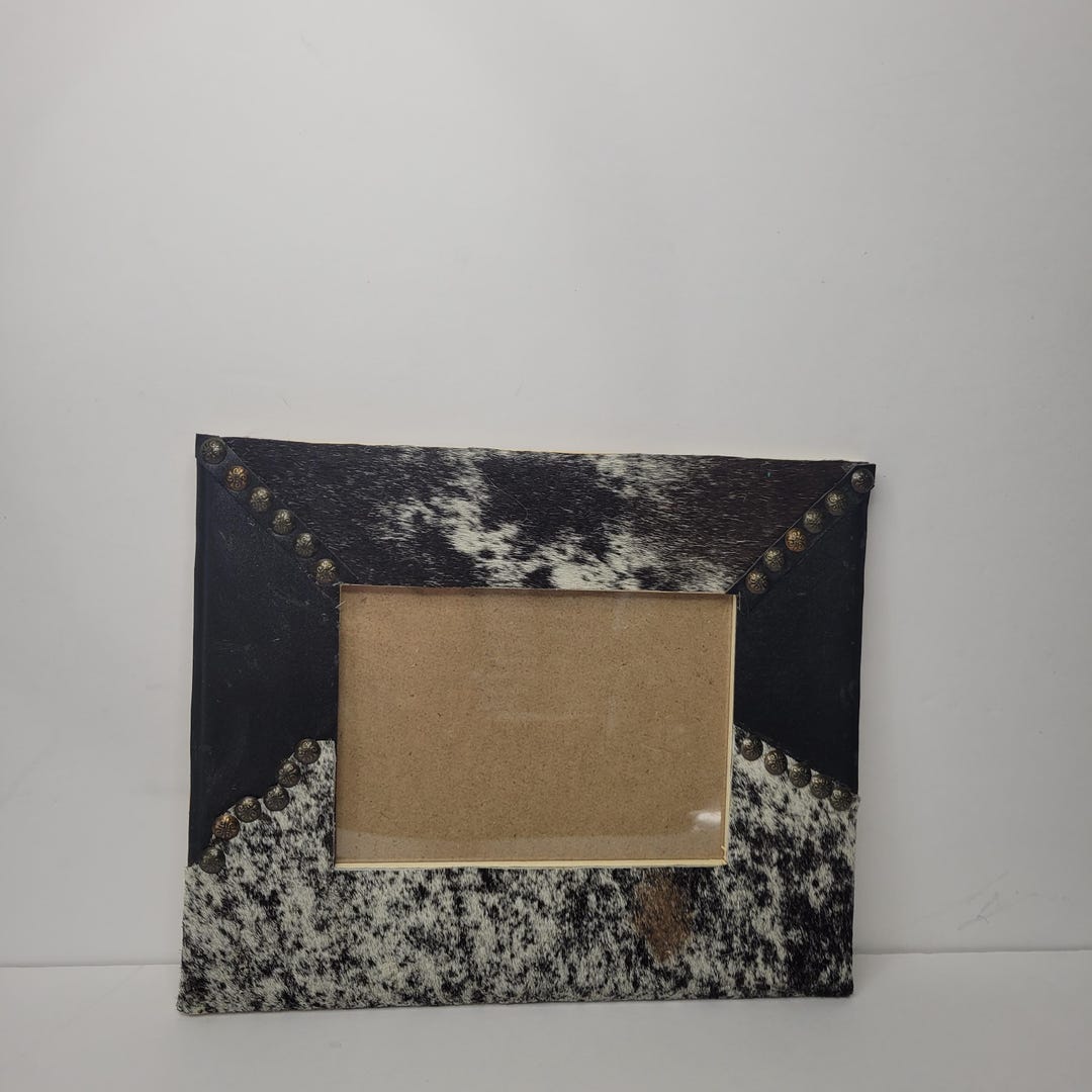 Picture Frame, Cowhide and Leather Covered Photo Frame, Western Decor ...
