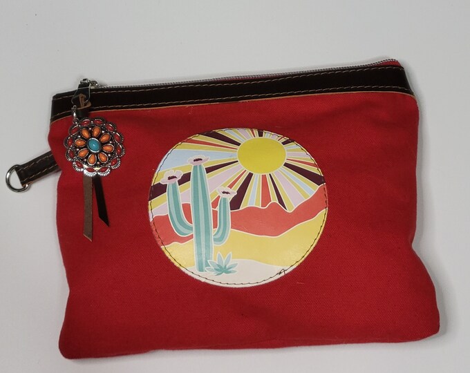 Cosmetic Bag, Red Canvas