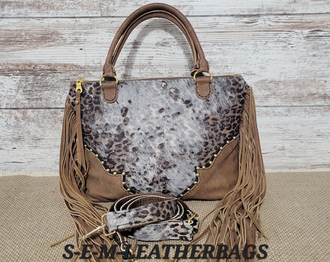 Crossbody Purse, Acid Wash Cowhide Cheetah Print