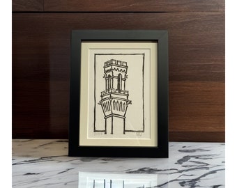 Pilgrim Monument Provincetown Linocut Available Framed and Unframed