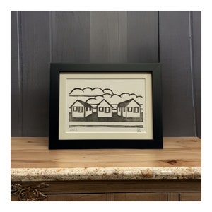 Days Cottages Truro Linocut Available Framed and Unframed