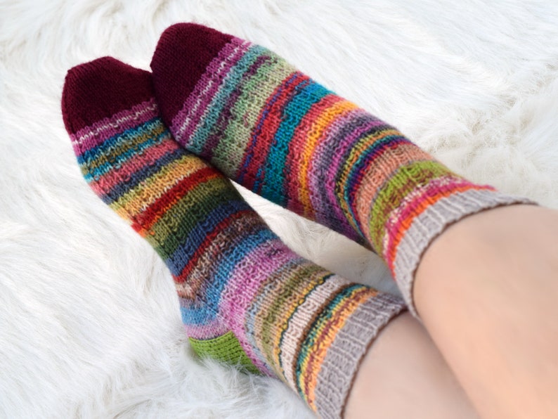 Scrappy wool socks in fun colors thin knit socks for women Etsy