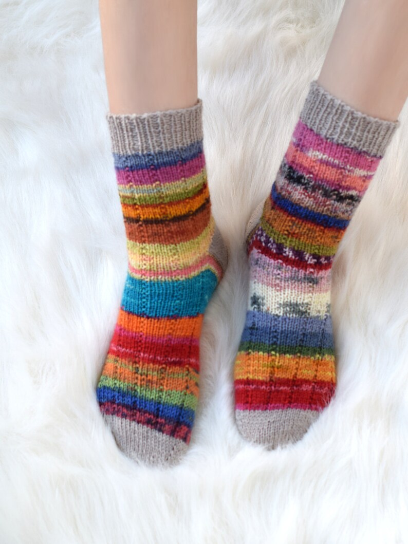 Scrappy wool socks in fun colors thin knit socks for women Etsy