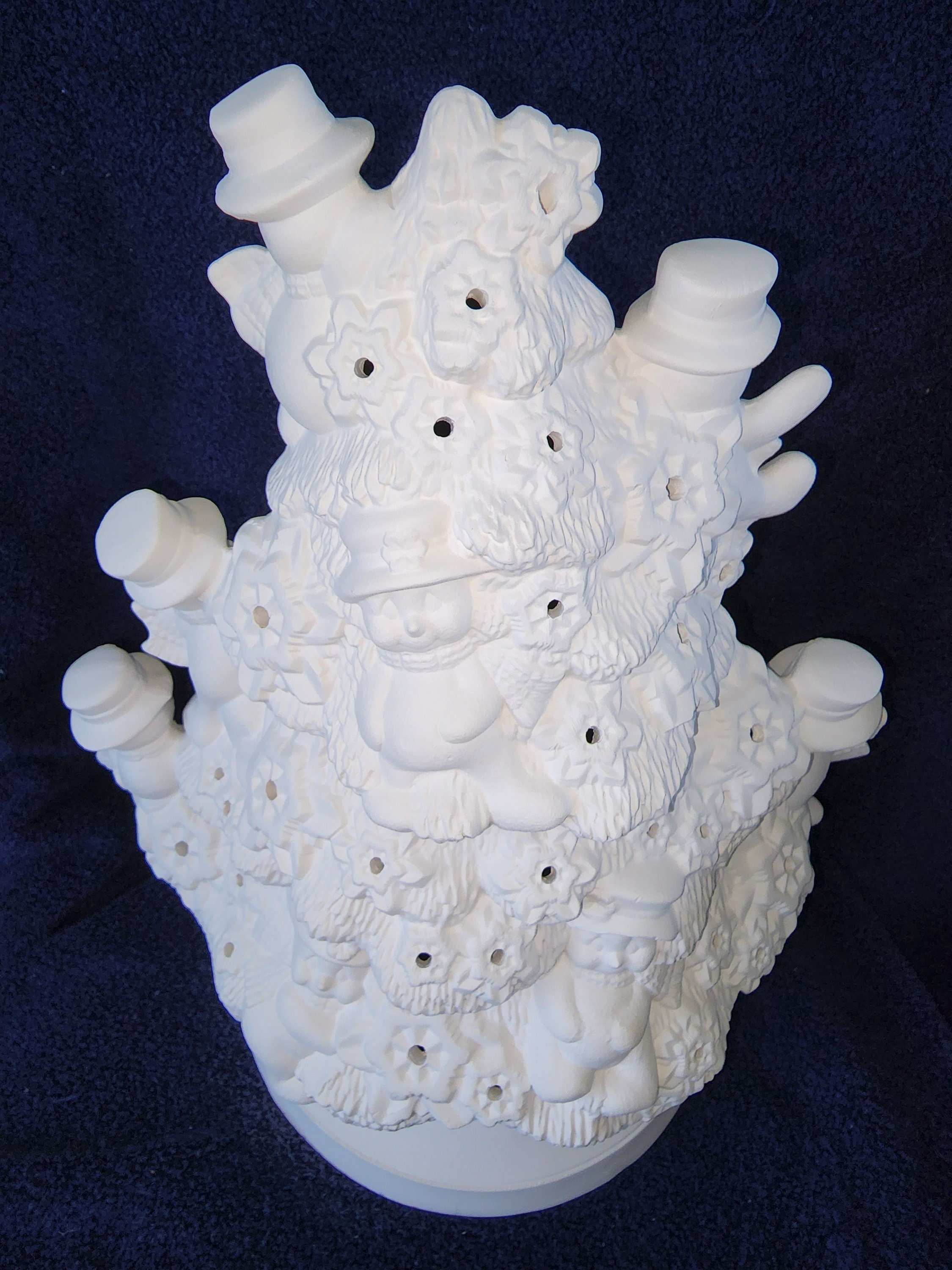 Snowman Light up Christmas Tree 11 Ceramic Bisque, Ready to Paint With  Light Kit 