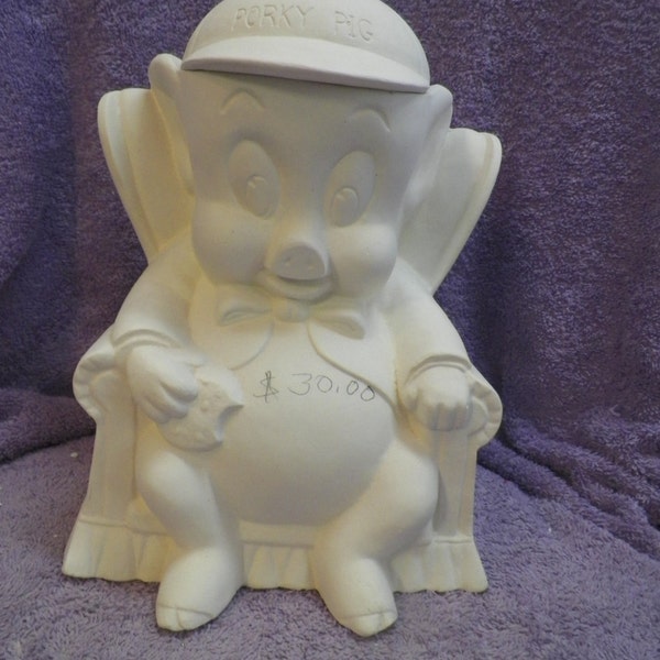 Duncan 252 Porky the Pig Cookie Jar - Bisque (Ready to Paint)