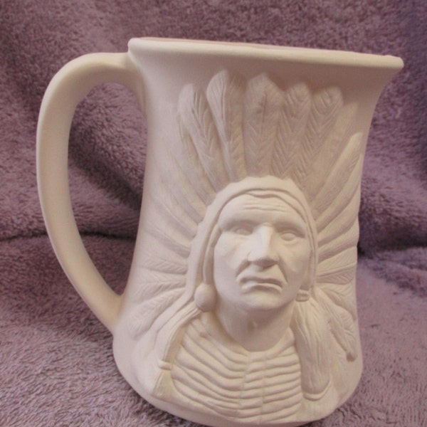 JR Molds 26 Indian Chief Mug - Bisque (Ready to Paint)