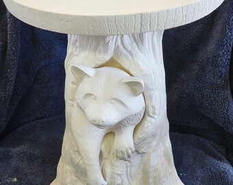 Doc Holliday Bear or Racoon Bird Bath or Table - Bisque (Ready to Paint)