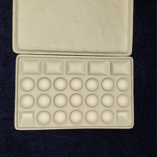 HK118 Paint Tray with Lid - Ceramic Paint Pallet - Bisque (Ready to Paint)