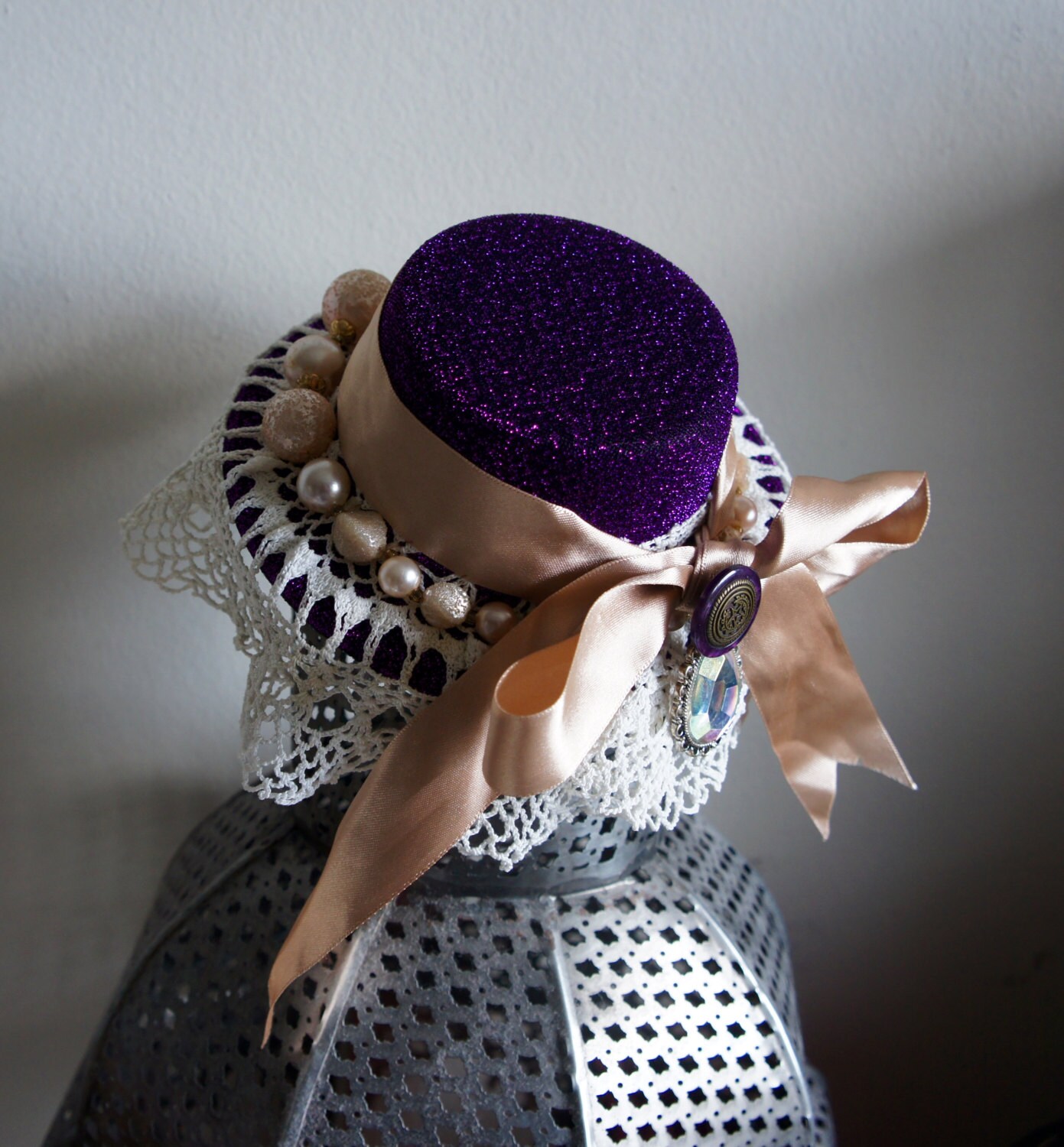 Purple Mini Top Hat Fascinator 