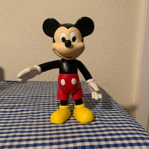 Vintage, 1980s, 1990s, Disney, 6.5 Inch, Plastic, Jointed, Mickey Mouse, Figure, Retro, Toy, Collectible, Figure, Stocking Filler, Gift, Son
