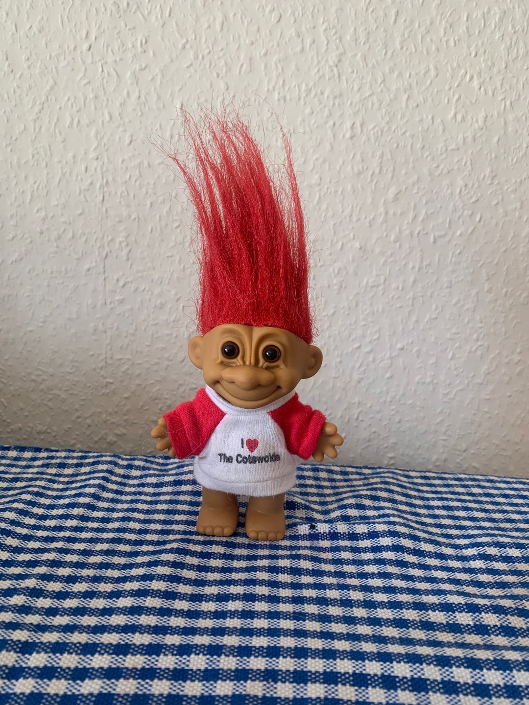 Vintage Russ Red Hair Troll Doll Figure In I Heart The Cotswolds 