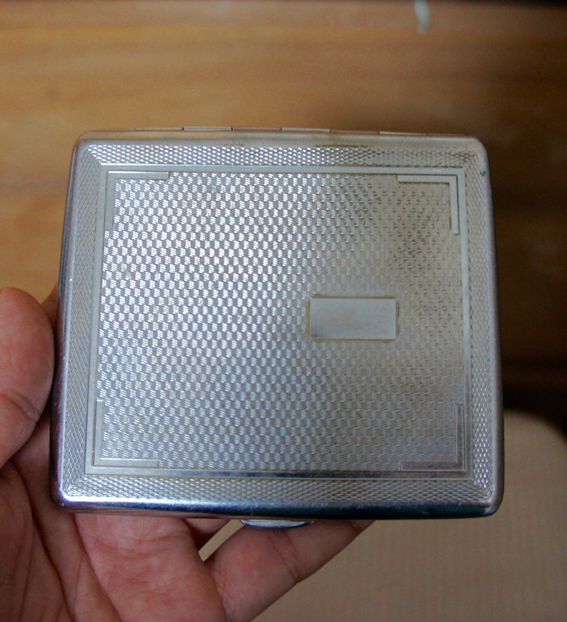 Vintage, Chromium Plate, Made in England, Cigarette Case, Elastic Strap