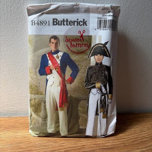 Butterick, Costumes, Men’s, Nelson, Nepoleon, Historical, Navy, Uniform, Clothing, Sewing, Pattern, Size Small, Medium, Large, Dressmaking