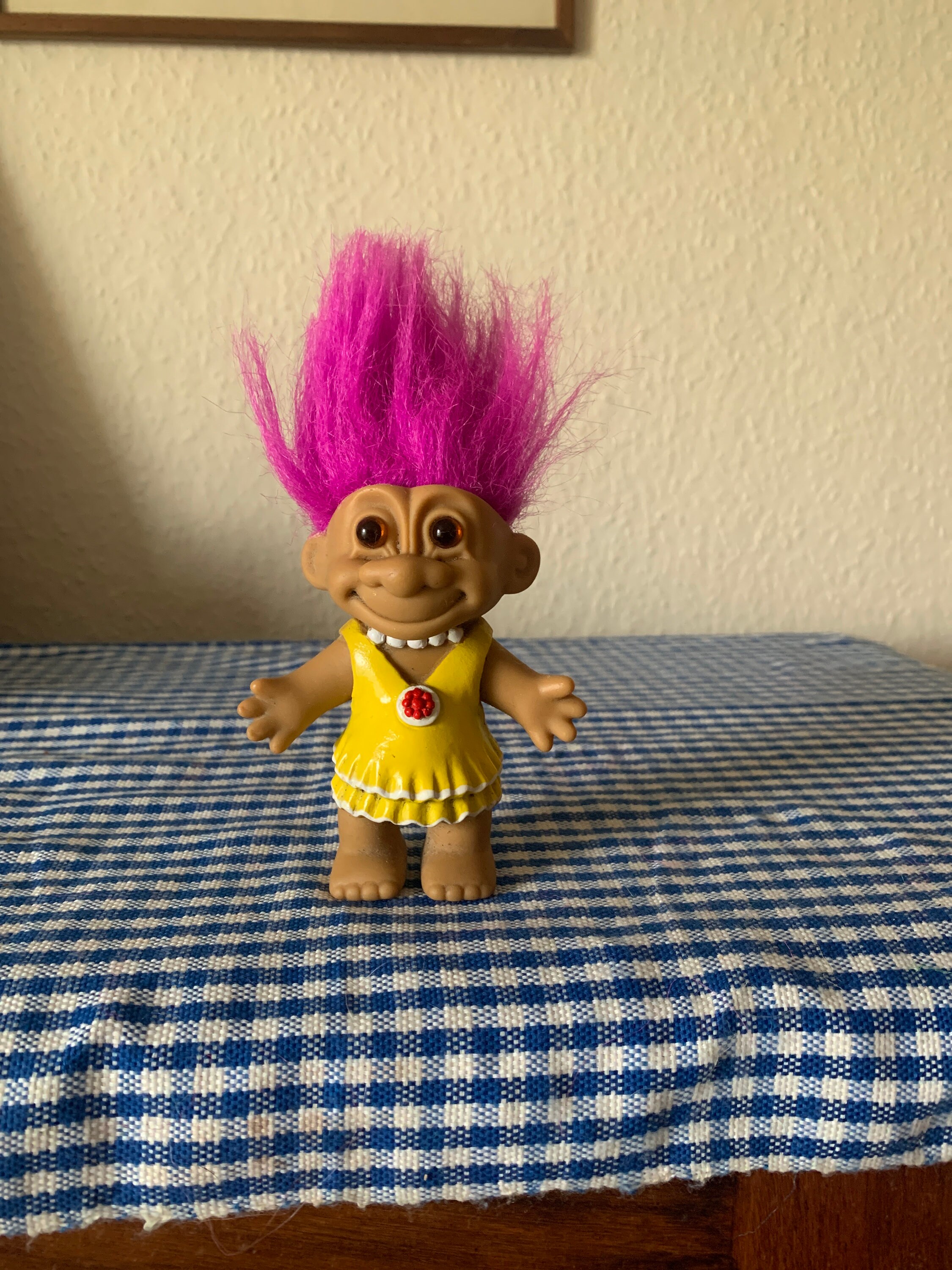 Vintage, 1980s, 1990s, Pink Hair, Troll, Doll, Figure, In Dress, Necklace, Retro, Present, Toy, Prop, Present, Magic, Gift, Display, Girl