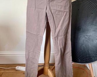 Vintage, década de 1990, Miss Selfridge, mujer, algodón, rosa empolvado, acampanado, corte recto, pantalones, talla 10 del Reino Unido, ropa, informal, ropa de calle, surf
