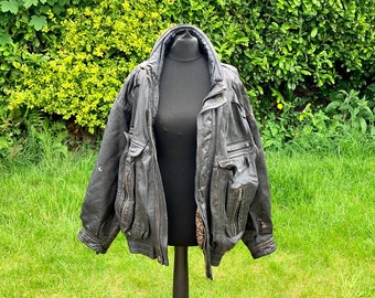 Vintage, Canda, C&A, Men's, Worn, Real, Leather, Black Vintage, Canda, C&A, Men's, Worn, Real, Leather, Black