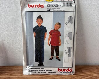 Vintage, 1990s, Burda, Size 4-10 Years, Childrens, Gift, Girl’s, Chinese, Dress, Tunic, Ants, Pattern, Costume, Collectible, Retro, Sewing