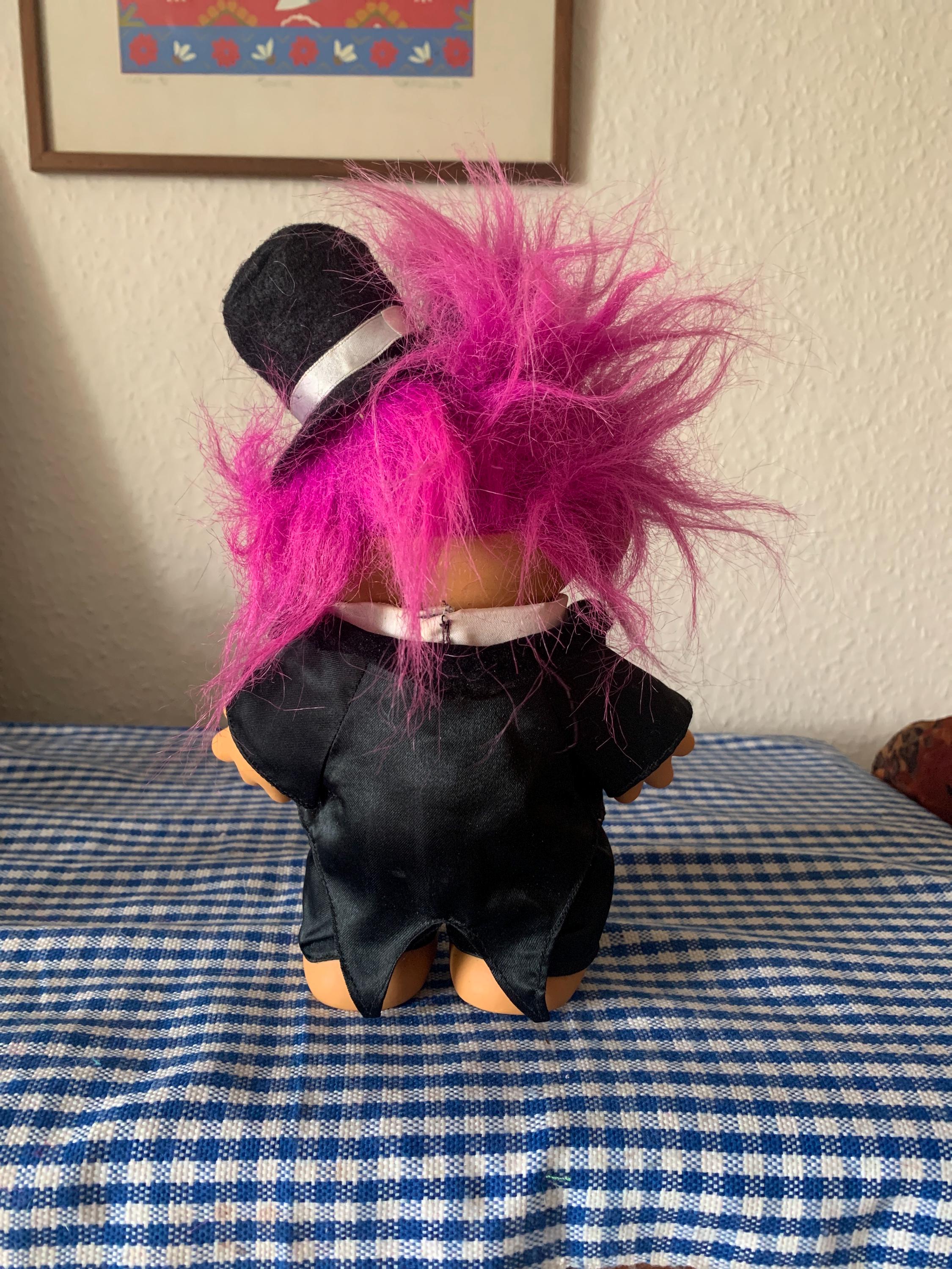 4.5 Inch Good Luck Troll Groom Figure - Pink Hair, Holding Pink Heart, Collectible Wedding Toy - View #3