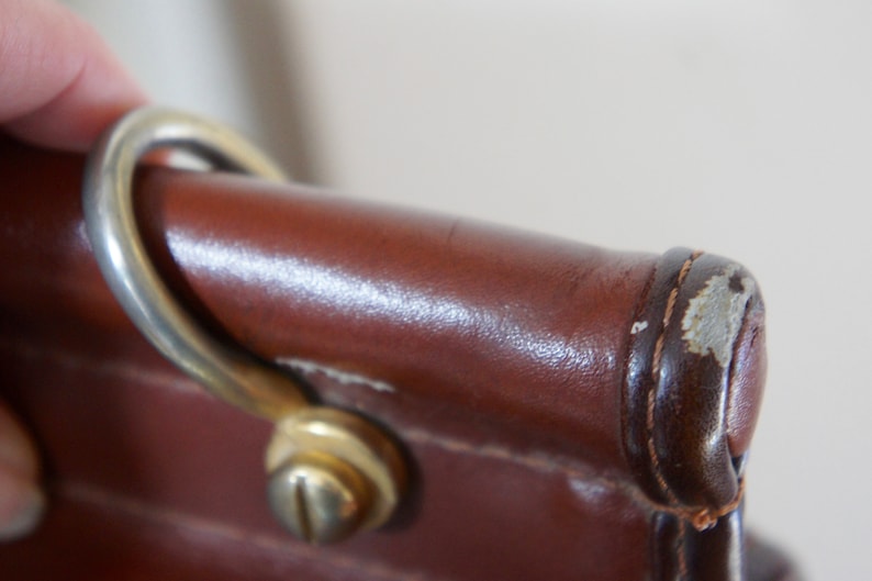 Stunning Vintage Leather Briefcase Large Bag Latch Etsy UK