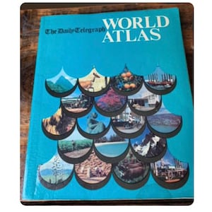 Vintage, Années 80, The Daily Telegraph, Atlas du monde, Grande, Référence, Livre, Documents non fictionnels, Géographie, Pays, Cartes, Cadeaux, Rétro, Cadeau, Papa