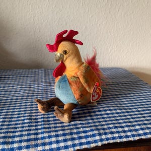 Vintage, 2000, Retired, TY Beanie Babies, Zodiac, Rooster, Beanie Babies, Soft Toy, Plush, Plushie, Astrology, Collectible, Toy, Retro, Gift