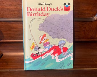 Vintage, 1980s, 1984, Walt Disney, First Edition, Donald Duck’s Birthday, Hard Back, Children’s, Book, Retro, Gift, Present, Secret Santa