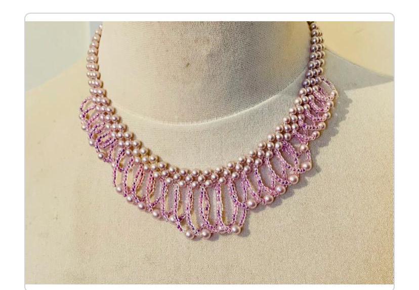 Vintage, Década de 1990, Rosa, Perla de imitación, Abalorios, Lazo ...