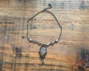 Vintage, Decorative, Georgian, Victorian, Style, Necklace, With, Shell Effect, Pendant, Details, Costume, Jewellery, Steampunk, Gift, Wife