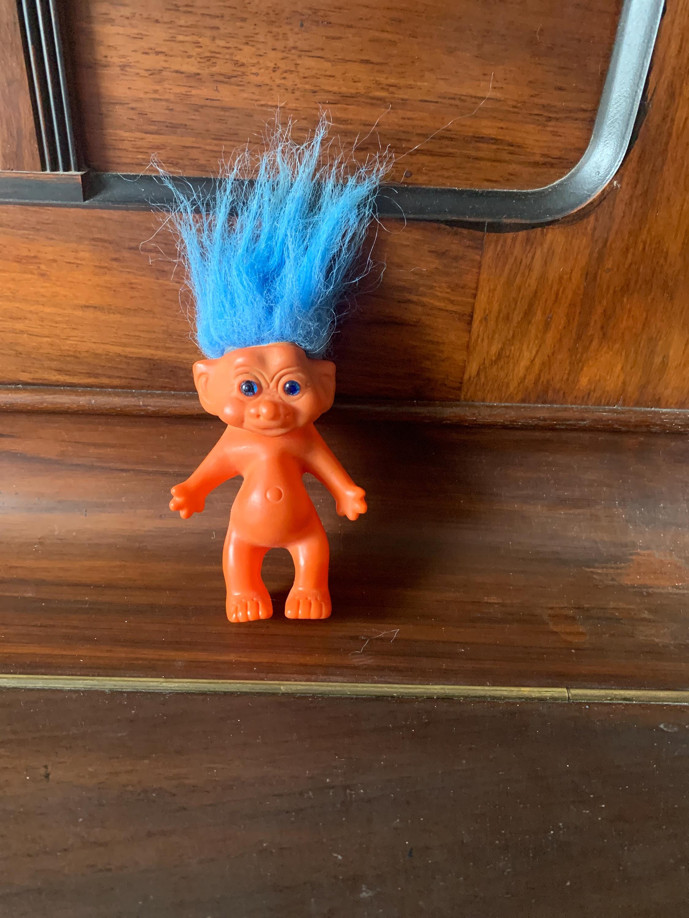 Vintage, 1980s, 1990s, Blue Hair, Hard Plastic, Troll, Doll