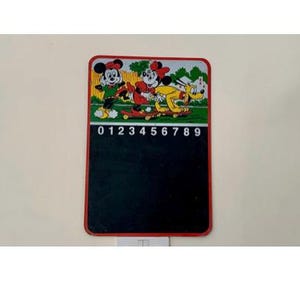 Selten, Vintage, 1980er Jahre, MCM, Mickey Mouse, Minnie, Pluto, Kreidetafel, Tafel, Walt Disney Produktionen, Retro, Sammlerstück, Lernen, Geschenk
