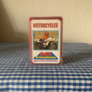 Vintage, década de 1980, Ace, Trump, motocicletas, cartas, juego, infantil, adulto, juegos, retro, regalo, regalo de Navidad, presente, infancia, niño, papá