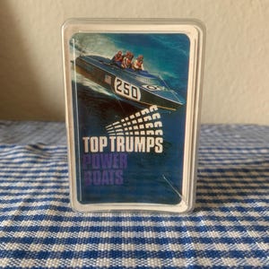 Vintage, década de 1980, Top Trumps, lanchas motoras, cartas, juego, infantil, adulto, juegos, retro, regalo, regalo de Navidad, coleccionable, regalo, papá