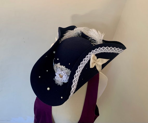 One of A Kind, Handmade, Blue Felt, White, Lace, Pirate  display picture 1