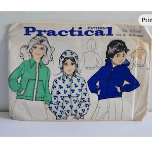 Vintage, Praktisk, Barn, Oklippt, Barn, Sportig, Anorak, Kappa, Jacka, Mönster, Flickor, Pojkar, Utomhus, Kläder, Sömnad, Ålder 10-12 år