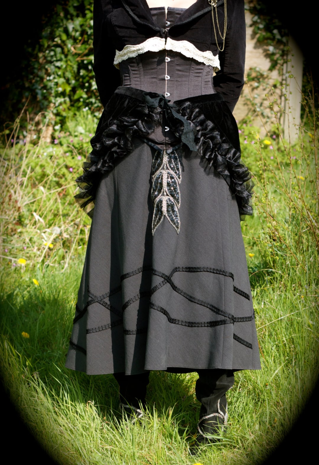 Steampunk Ribbon Steampunk One of A Kind Altered Pleated Ribbon Skirt With Beautiful ...