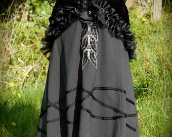 Steampunk One Of A Kind Altered Pleated Ribbon Skirt With Beautiful Sequin Detail And Tie Up Ruffled Ribbon Bustle Size UK 14 US 10