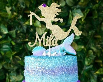 One Under The Sea First Birthday Mermaid Tail Glitter Cake Topper Bakeware Alpakahof Schreiber Cake Toppers