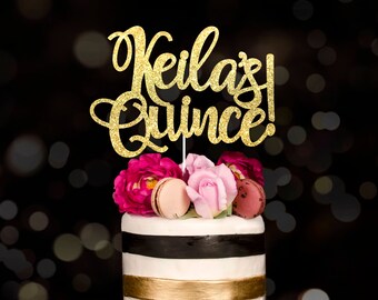Custom cake topper, gold cake topper, quince, quincenera cake topper