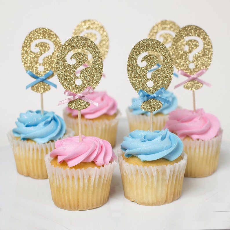 12 Gender Reveal Cupcake toppers He or She Balloon Cupcake Etsy