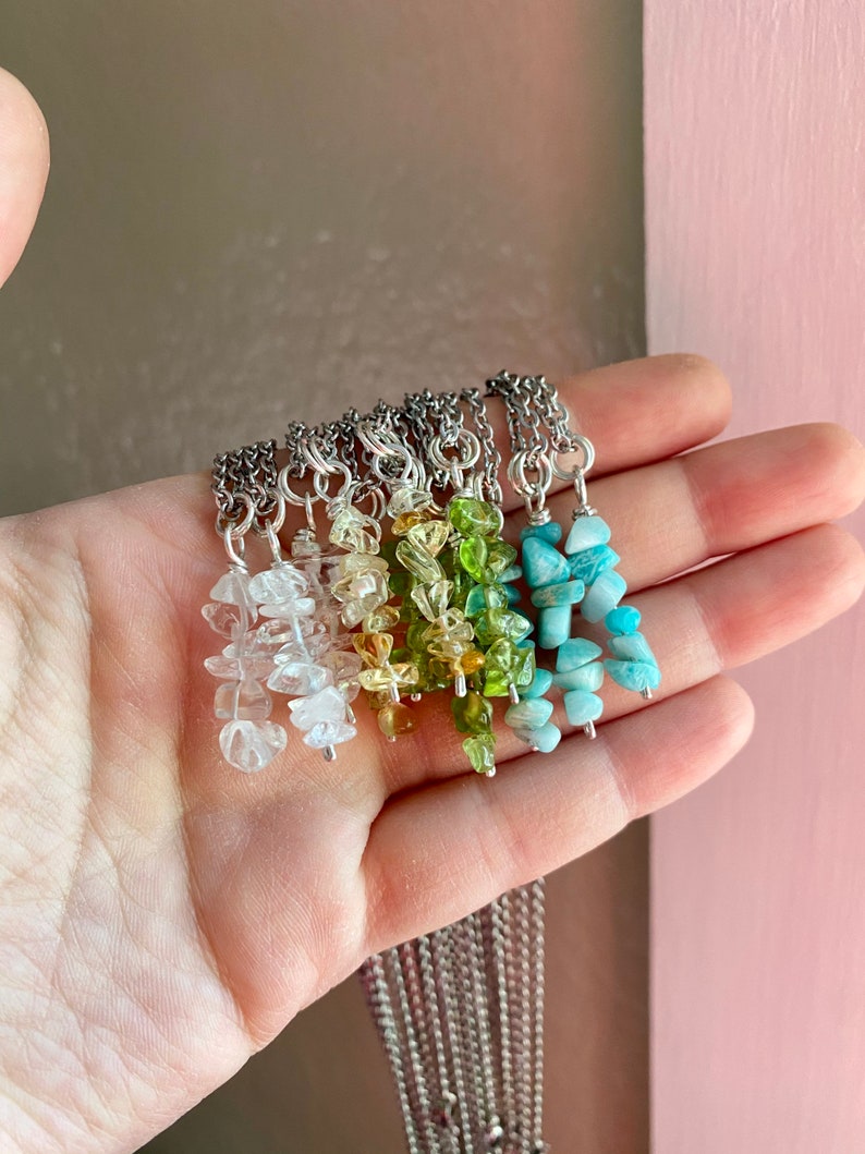 Chakra Healing CITRINE Cairn Necklace Reiki Attuned Crystal Pendant Zen Jewelry